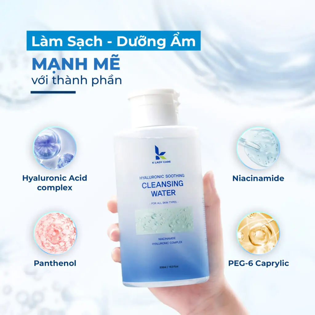 Bảng thành phần giúp làm sạch, dưỡng ẩm mạnh mẽ nước tẩy trang, làm sạch da